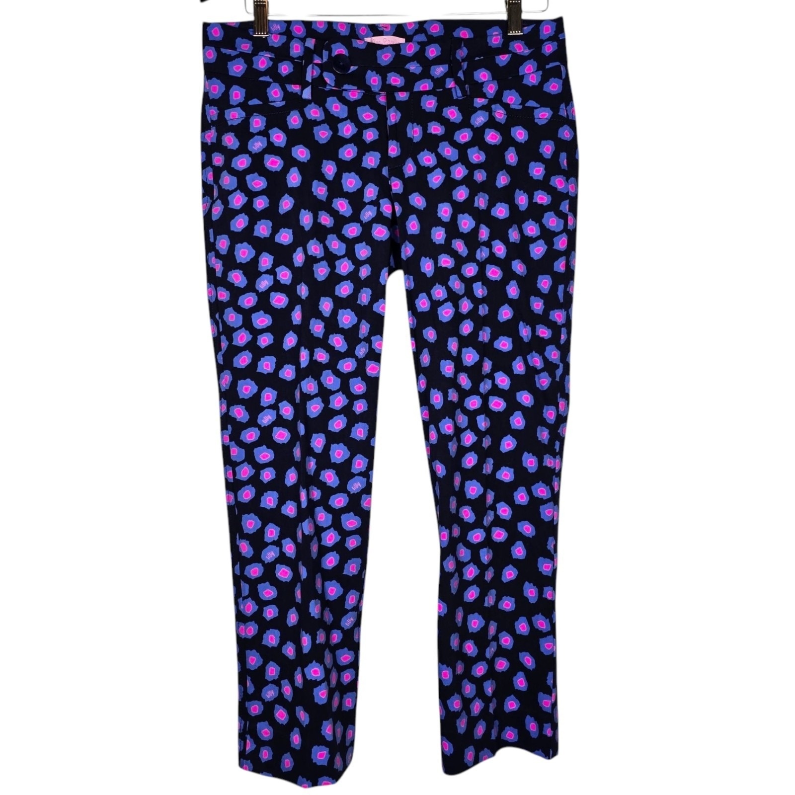Lilly Pulitzer Luxury Capri Crop Pants Size 6 Blue Pink 49057 Low Rise Trousers